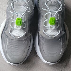 Fendi Gray Sneakers with Green Accents